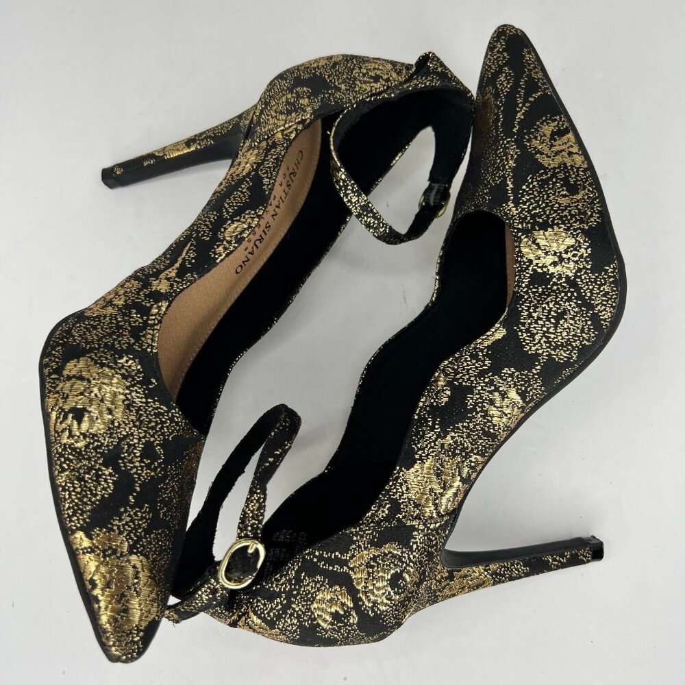 Christian Siriano Womens 17937 Black Gold Floral Buckle Size 7.5 Pumps - Picture 5 of 9